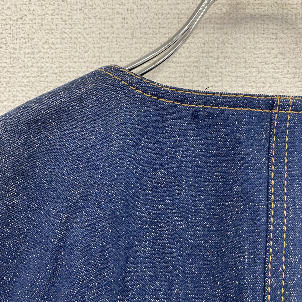 LEONARD　レオナール　ノーカラーシルクデニムジャケット　インディゴ　　古着