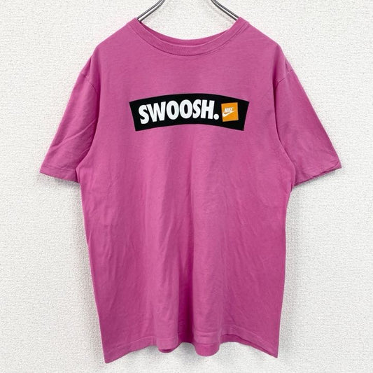 古着 used　NIKE　ナイキ　メキシコ製　半袖ロゴプリントTシャツ　SWOOSH　クルーネック　ピンク　Mサイズ