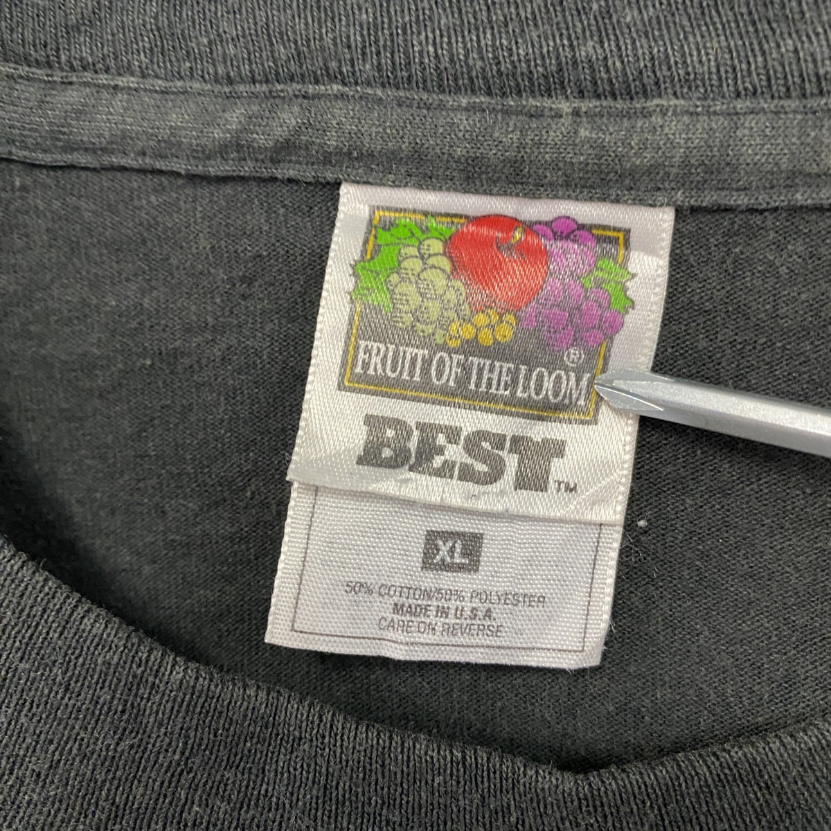 FRUIT OF THE LOOM　フルーツオブザルーム　半袖プリントTシャツ　シングルステッチ　ヴィンテージ　黒　ブラック　XLサイズ　古着