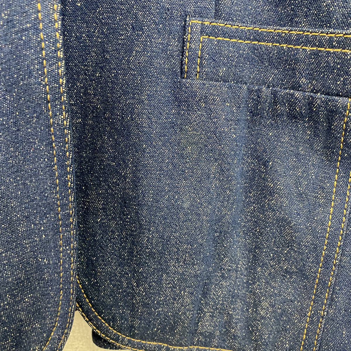 LEONARD　レオナール　ノーカラーシルクデニムジャケット　インディゴ　　古着