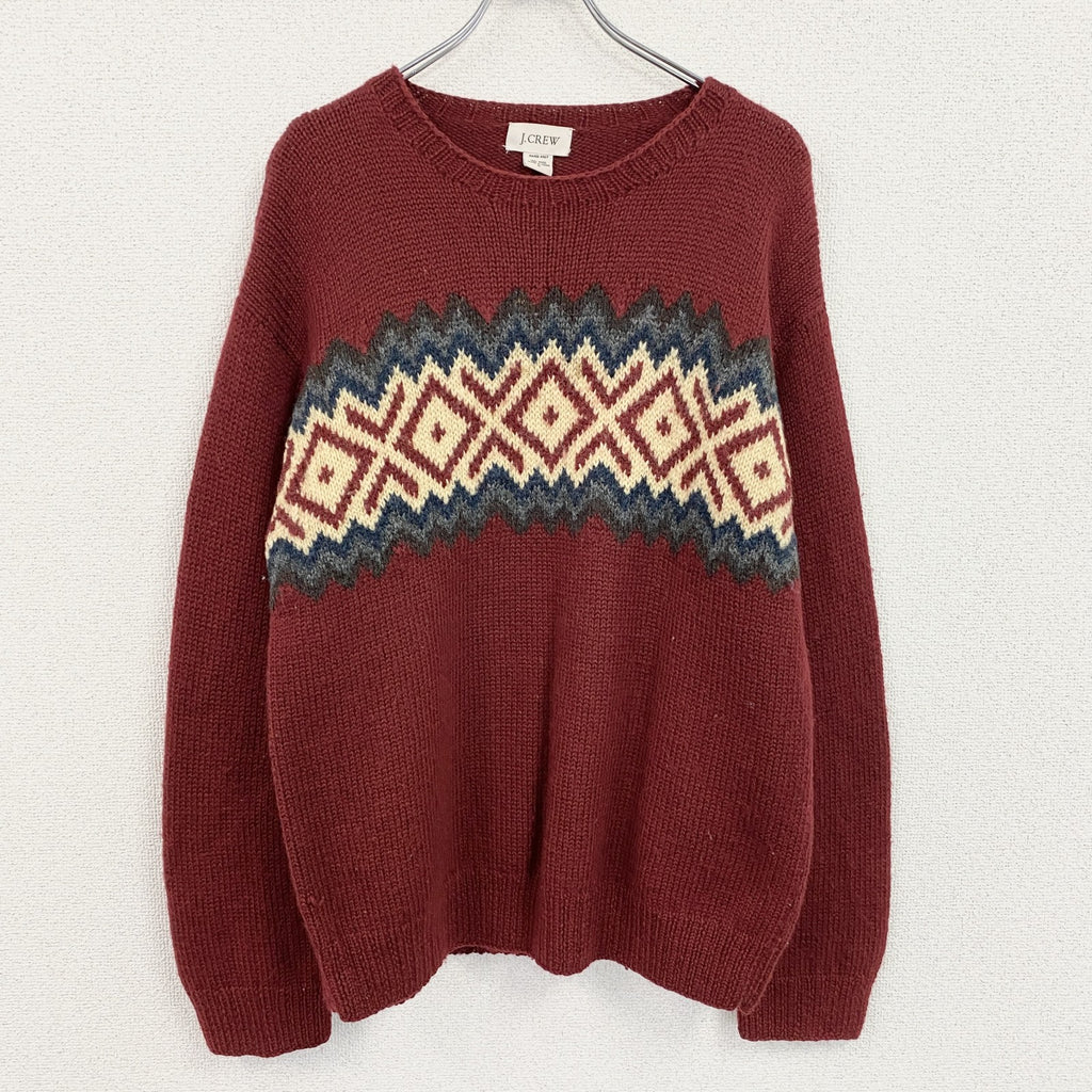 ～00s　J.CREW　ジェイクルー　ウールニットセーター　ヴィンテージ　赤　レッド　Lサイズ　古着