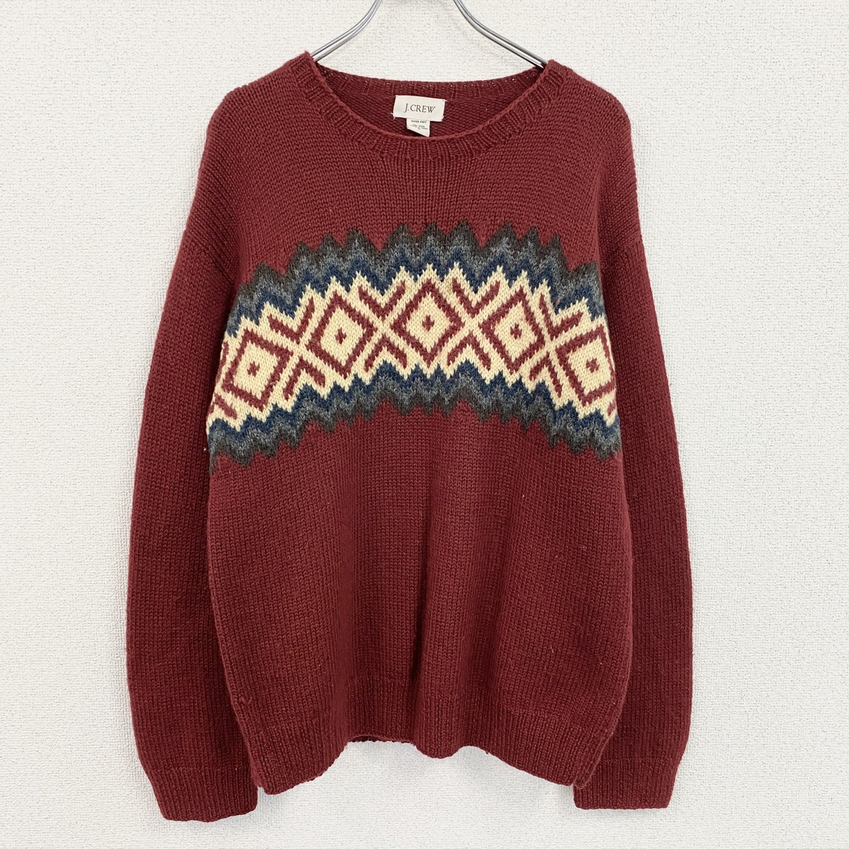 ～00s　J.CREW　ジェイクルー　ウールニットセーター　ヴィンテージ　赤　レッド　Lサイズ　古着