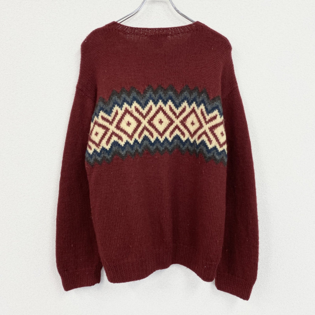 ～00s　J.CREW　ジェイクルー　ウールニットセーター　ヴィンテージ　赤　レッド　Lサイズ　古着