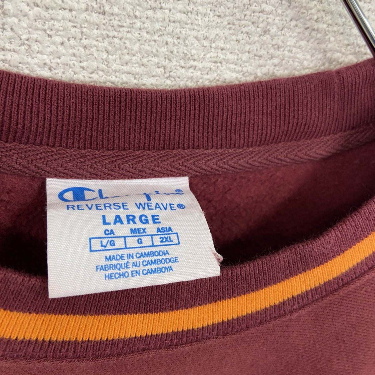 Champion　チャンピオン　リバースウィーブ　スウェット/トレーナー　リブライン　ボルドー　Lサイズ　古着