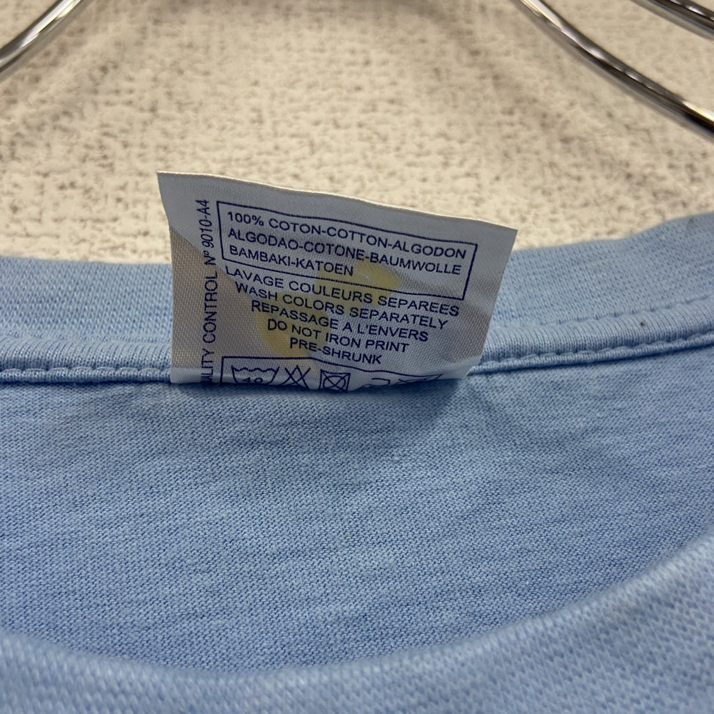 SOL’S　半袖プリントTシャツ　NAPO　クルーネック　レトロデザイン　水色　ライトブルー　Lサイズ　古着