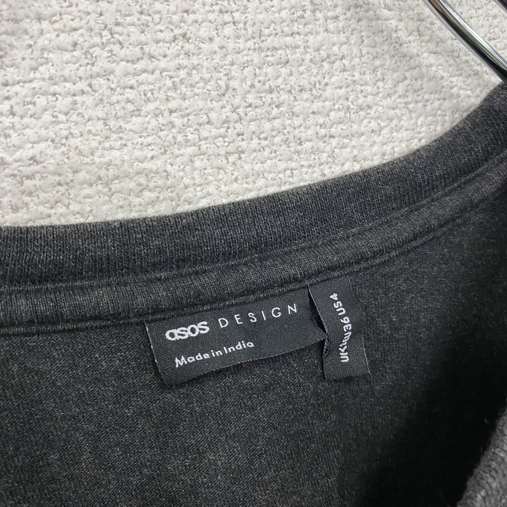 asos　半袖プリントTシャツ　バイク　チェッカーフラッグ　黒　ブラック　4サイズ　古着