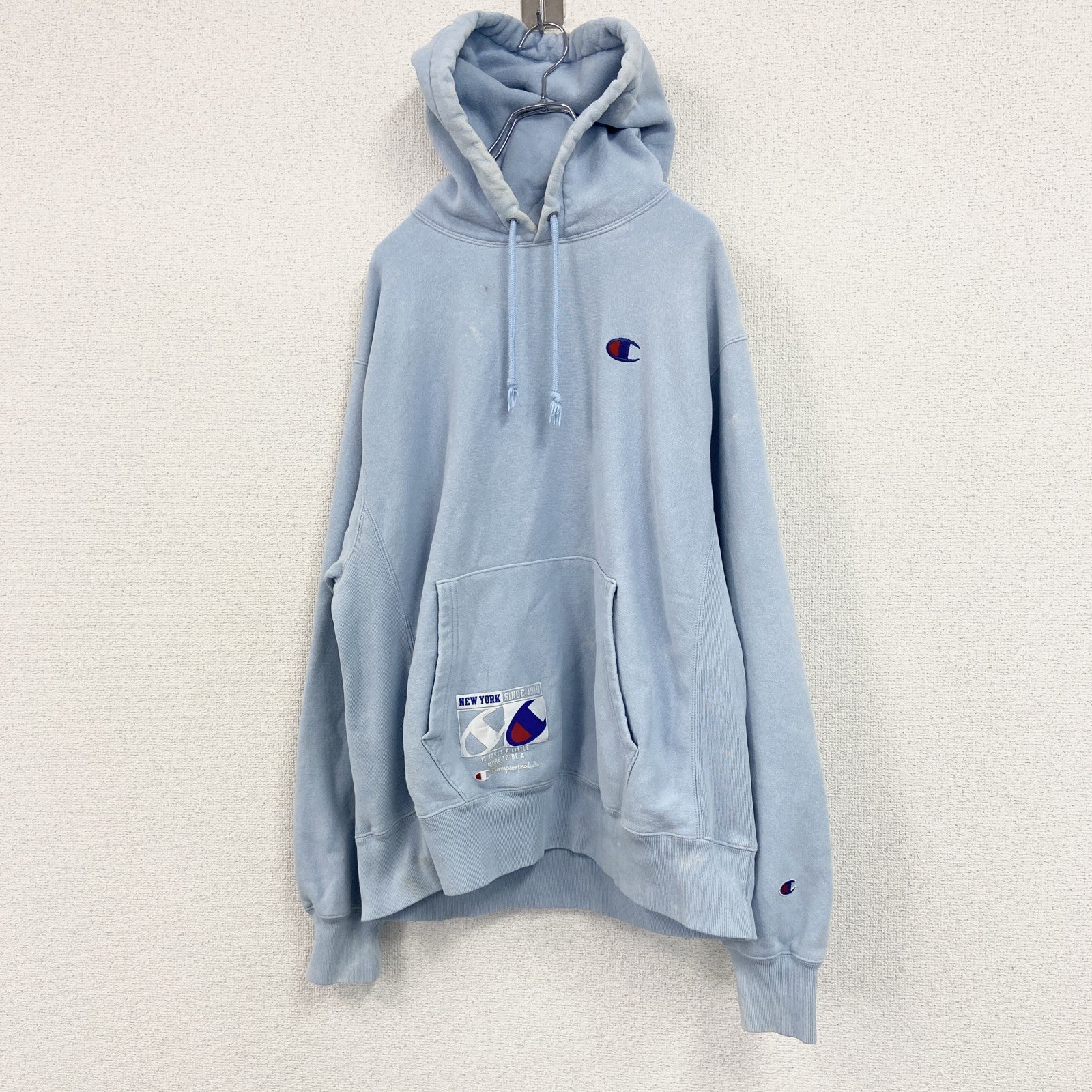 Champion　チャンピオン　リバースウィーブ　スウェットパーカー/フーディー　水色　ブルー　Lサイズ　古着