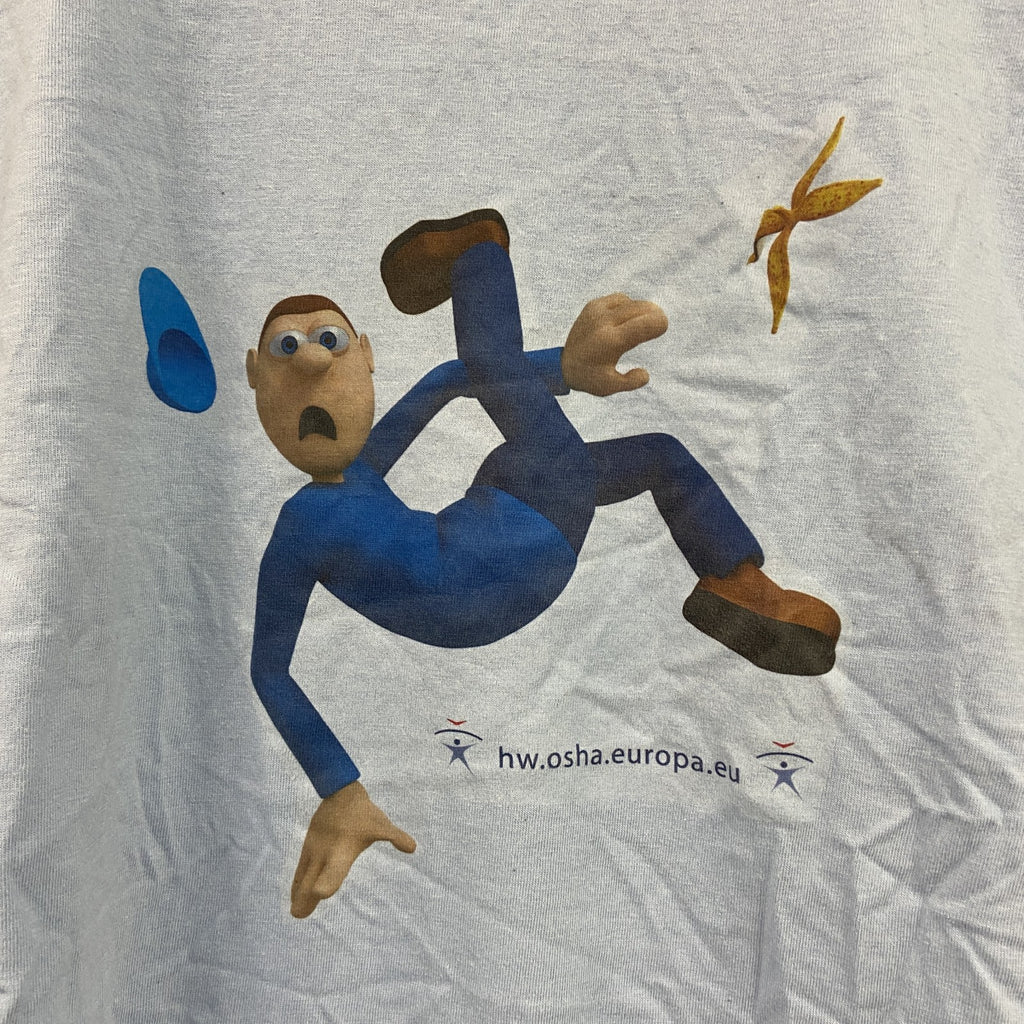SOL’S　半袖プリントTシャツ　NAPO　クルーネック　レトロデザイン　水色　ライトブルー　Lサイズ　古着