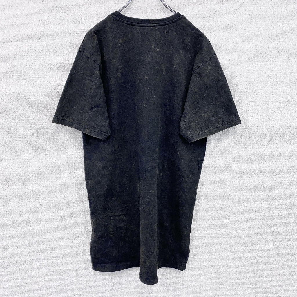 asos　半袖プリントTシャツ　バイク　チェッカーフラッグ　黒　ブラック　4サイズ　古着