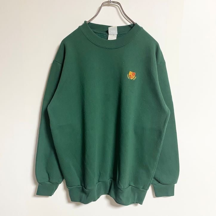 KELLY’S KIDS　USA製　長袖クルーネックスウェット　トレーナー　ワンポイント刺繍　グリーン　Mサイズ　古着