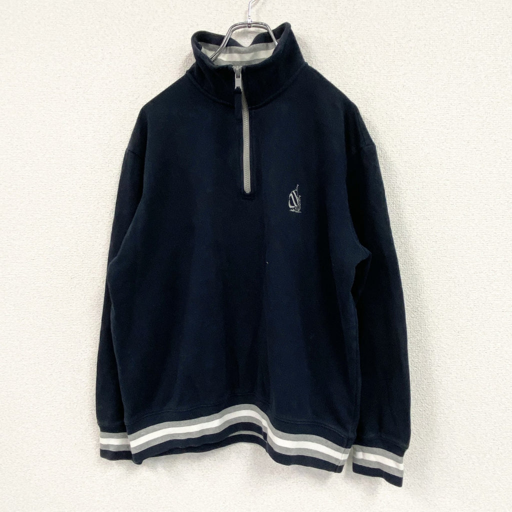 NAUTICA　ノーティカ　ハーフジップトレーナー　紺　ネイビー　Mサイズ スウェットトップス メンズ ポリエステル 古着