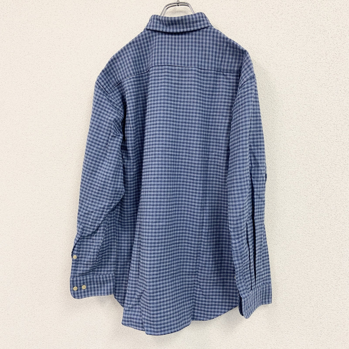 90s～00s　OLD UNIQLO　オールドユニクロ　長袖シャツ　チェック柄　青　ブルー　Mサイズ　古着