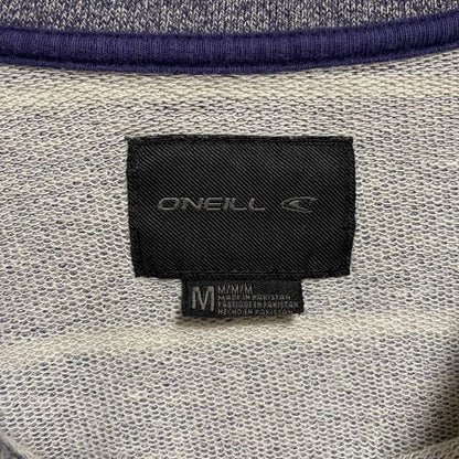 古着 used　O’NEILL　オニール　長袖ボーダー柄スウェット　トレーナー　クルーネック　胸ポケット付き　グレー　Mサイズ