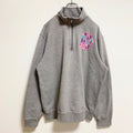 SportTek　長袖ハーフジップスウェット　トレーナー　ワッペン刺繍　JSM　グレー　灰色　レトロデザイン　Mサイズ　古着