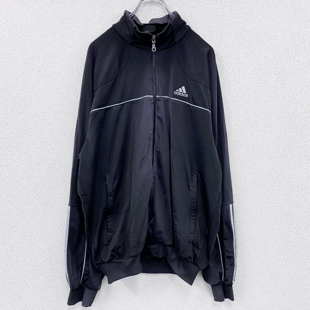 adidas　アディダス　トラックジャケット/ジャージ　パフォーマンスロゴ　黒　ブラック　42サイズ　古着
