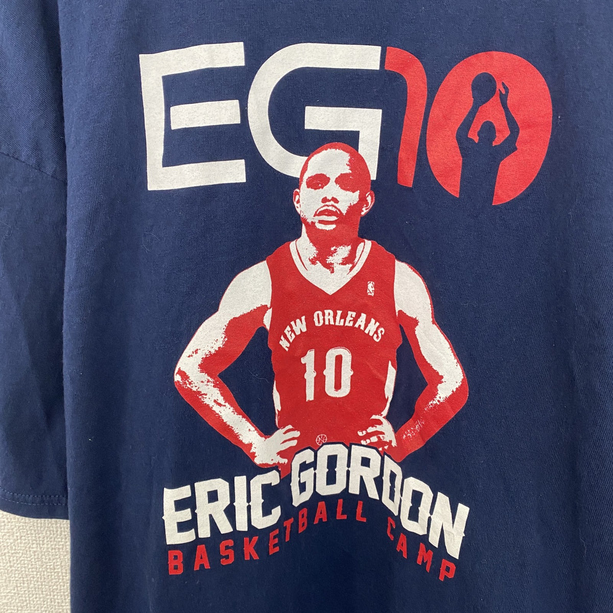 adidas　アディダス　エリックゴードン　半袖プリントＴシャツ　NBA　バスケットボール　ネイビー　紺　2XLサイズ　古着