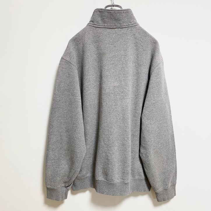 SportTek　長袖ハーフジップスウェット　トレーナー　ワッペン刺繍　JSM　グレー　灰色　レトロデザイン　Mサイズ　古着