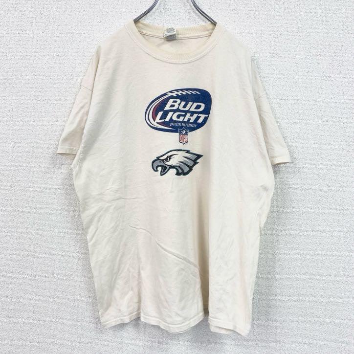 ギルダン　半袖プリントTシャツ　NFL　バドライト　クルーネック　レトロデザイン　白　ホワイト　XLサイズ　古着