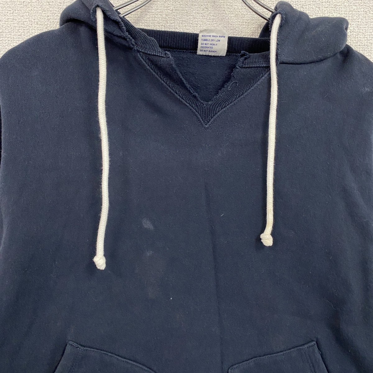 Champion　チャンピオン　スウェットパーカー/フーディー　前V　目無し　ランタグ　復刻　紺　ネイビー　Mサイズ　古着