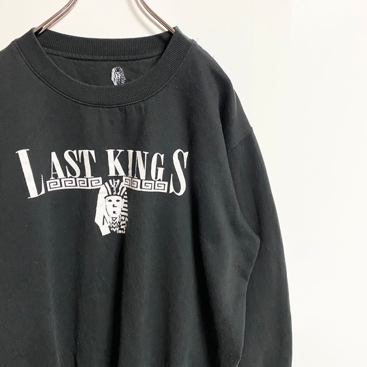 GILDAN ギルダン　LAST KINGS　長袖プリントスウェット　トレーナー　黒　ブラック　秋冬服　Lサイズ　古着