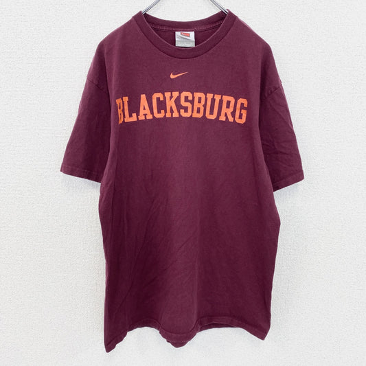 古着 used　00s　NIKE　ナイキ　半袖カレッジプリントＴシャツ　ヴィンテージ　ボルドー　バーガンディ　エンジ　Mサイズ