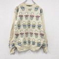 ～00s　Tulchan　ウールニットセーター　Pure New Wool　総柄　ヴィンテージ　アイボリー　Sサイズ　古着