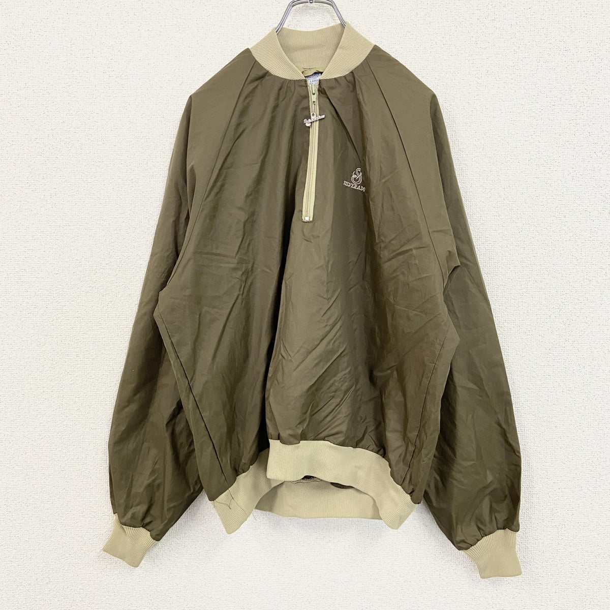 80s～　auckster　ハーフジップナイロンプルオーバージャケット　ヴィンテージ　茶色　ブラウン　Lサイズ　古着