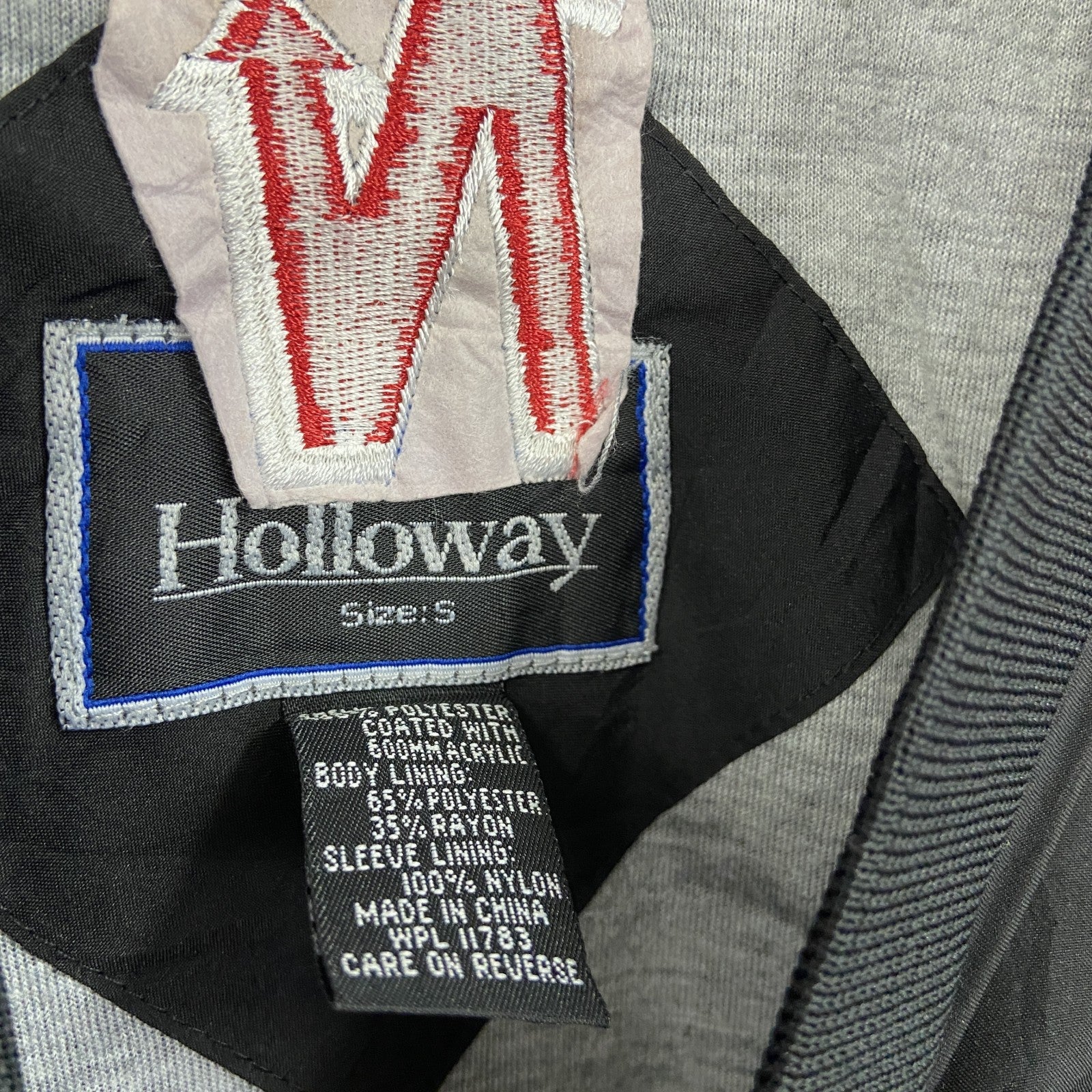 90s　Holloway　ホロウェイ　プルオーバージャケット　アーチプリント　ヴィンテージ　黒　ブラック　Sサイズ ウインドブレーカー ナイロンアウター ユニセックス 古着