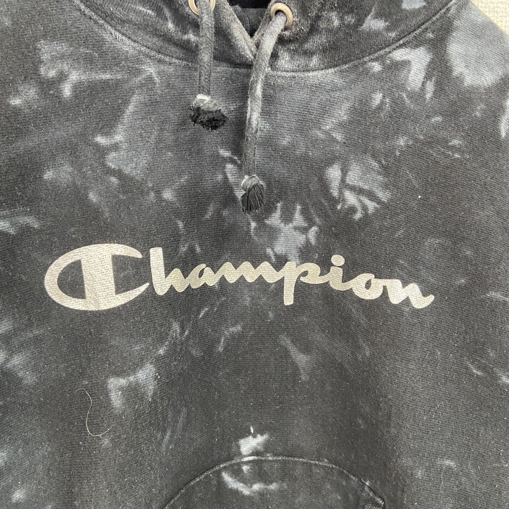 Champion　チャンピオン　スウェットパーカー/フーディー　タイダイ柄　黒　ブラック　Mサイズ　古着