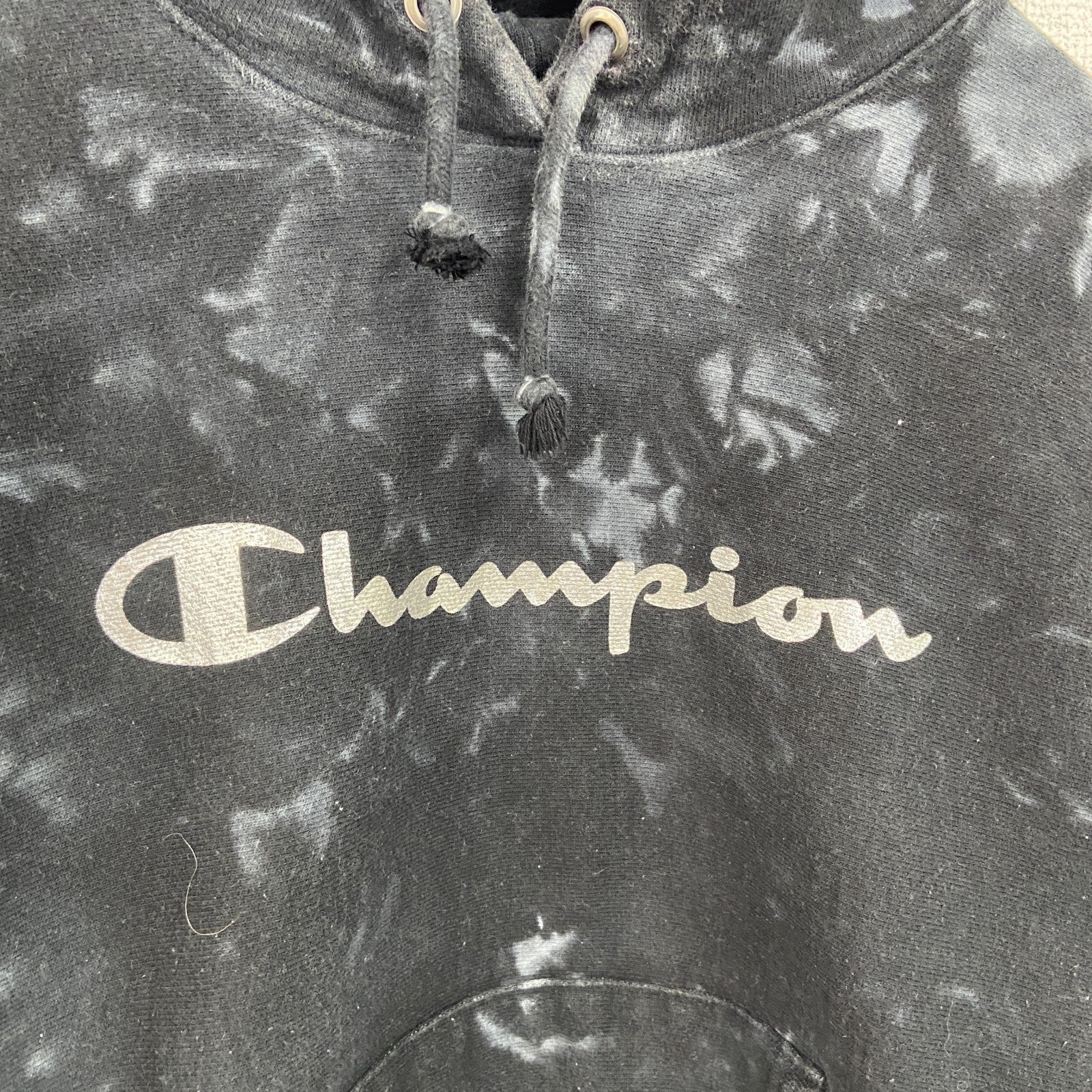 Champion　チャンピオン　スウェットパーカー/フーディー　タイダイ柄　黒　ブラック　Mサイズ　古着