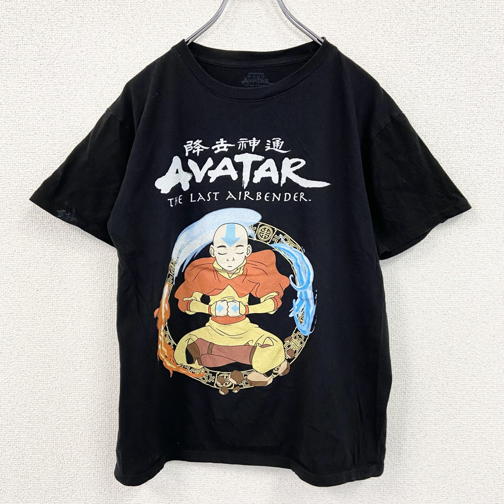 アバター　AVATAR　半袖プリントTシャツ　伝説の少年アン　クルーネック　レトロデザイン　黒　ブラック　Sサイズ　古着