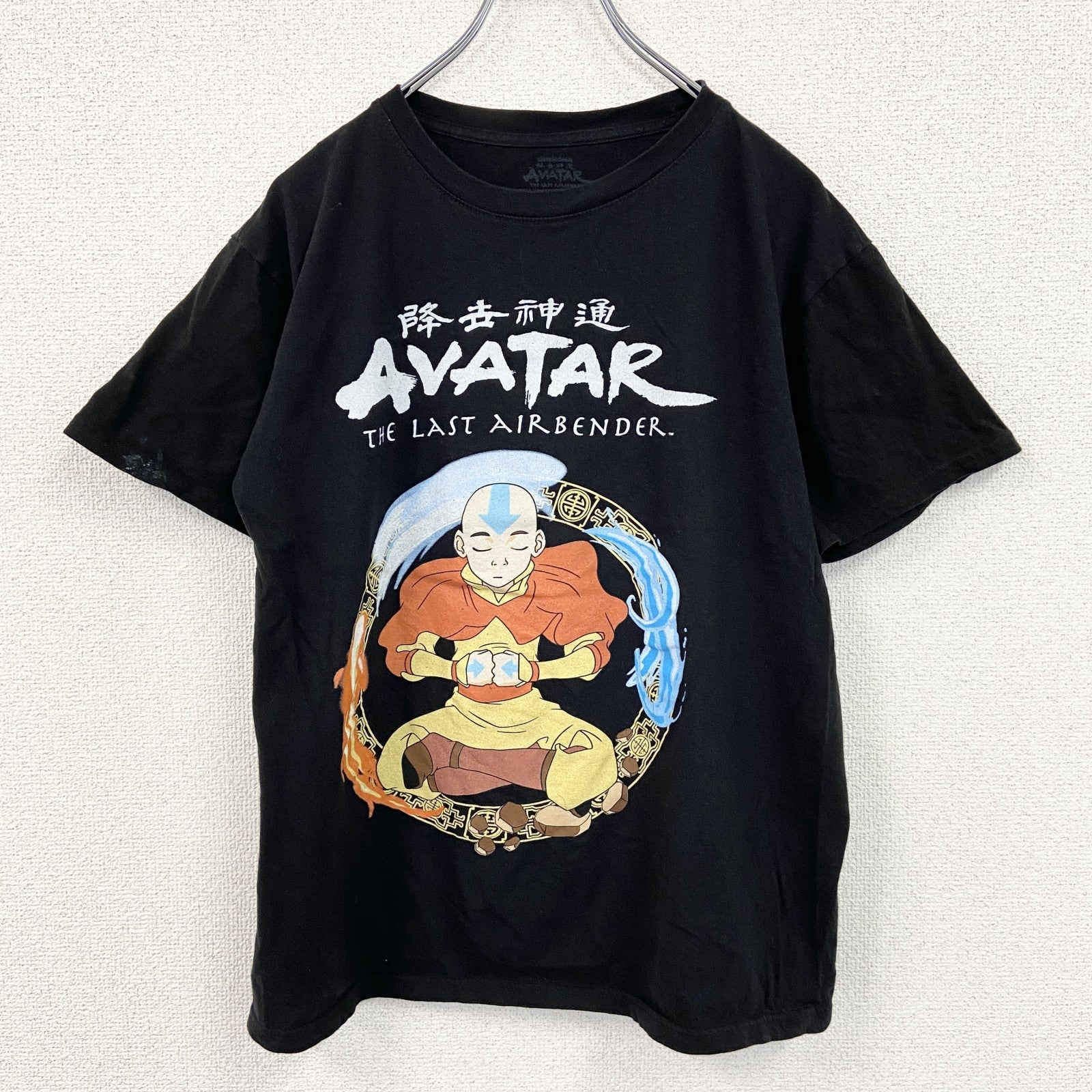 アバター　AVATAR　半袖プリントTシャツ　伝説の少年アン　クルーネック　レトロデザイン　黒　ブラック　Sサイズ　古着