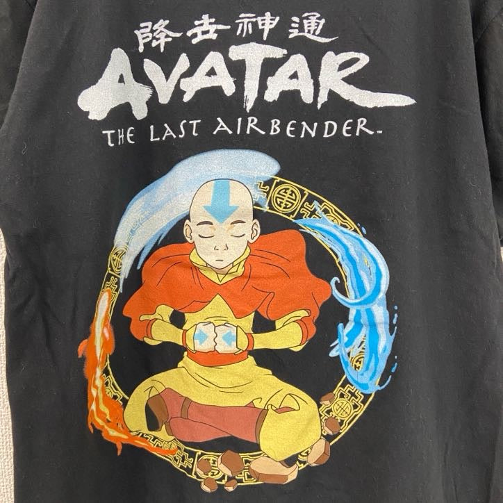 アバター　AVATAR　半袖プリントTシャツ　伝説の少年アン　クルーネック　レトロデザイン　黒　ブラック　Sサイズ　古着