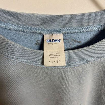 古着 used　GILDAN ギルダン　長袖プリントスウェット　トレーナー　FINE LINE　水色　秋冬服　Lサイズ