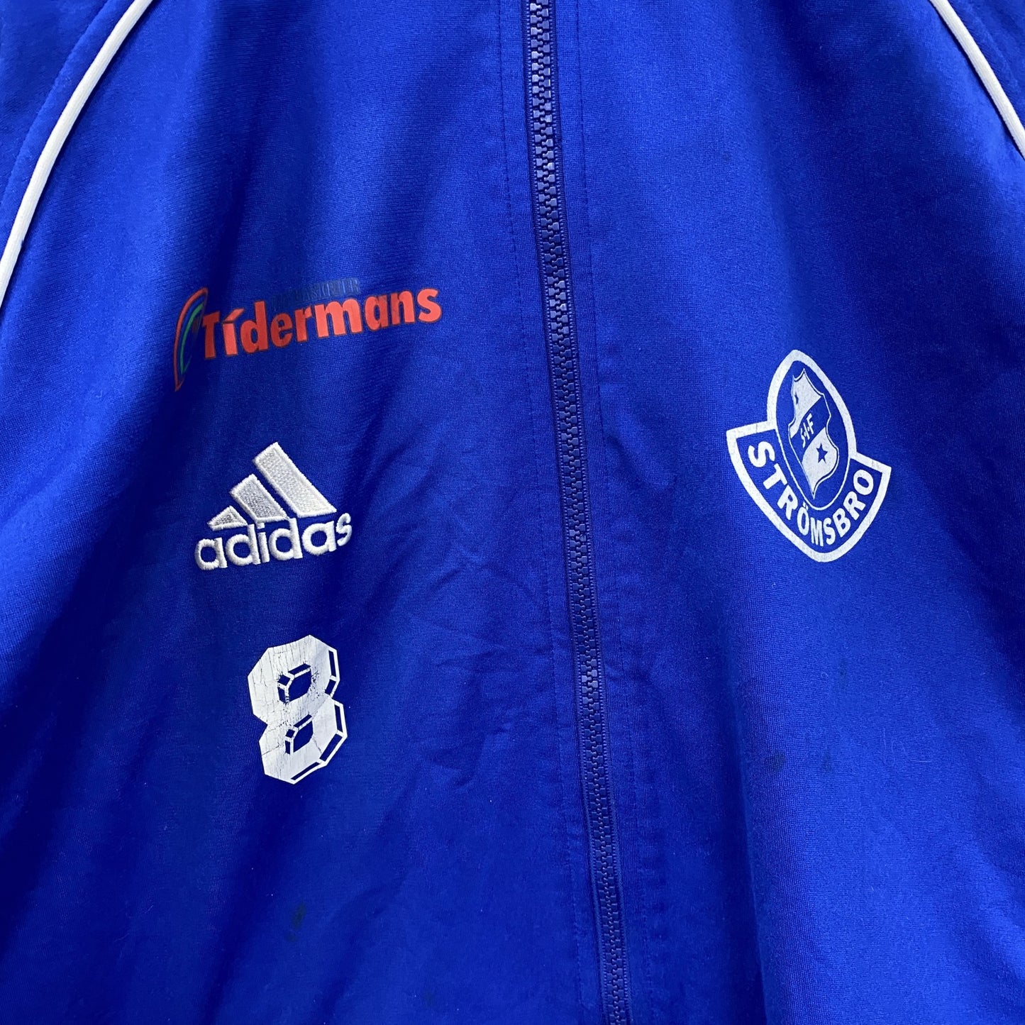 90s～　adidas　アディダス　トラックジャケット/ジャージ　パフォーマンスロゴ　ヴィンテージ　青　ブルー　Mサイズ