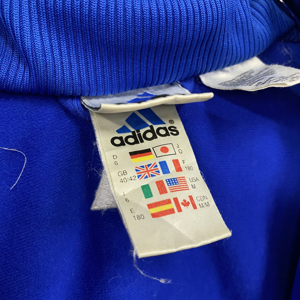 90s～　adidas　アディダス　トラックジャケット/ジャージ　パフォーマンスロゴ　ヴィンテージ　青　ブルー　Mサイズ　古着