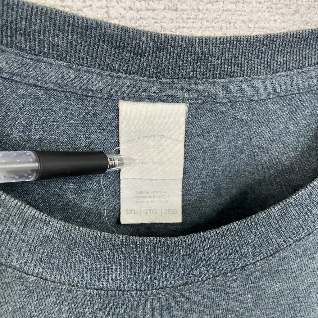 半袖プリントTシャツ　野球　ベースボール　クルーネック　レトロデザイン　灰色　グレー　2XLサイズ　古着