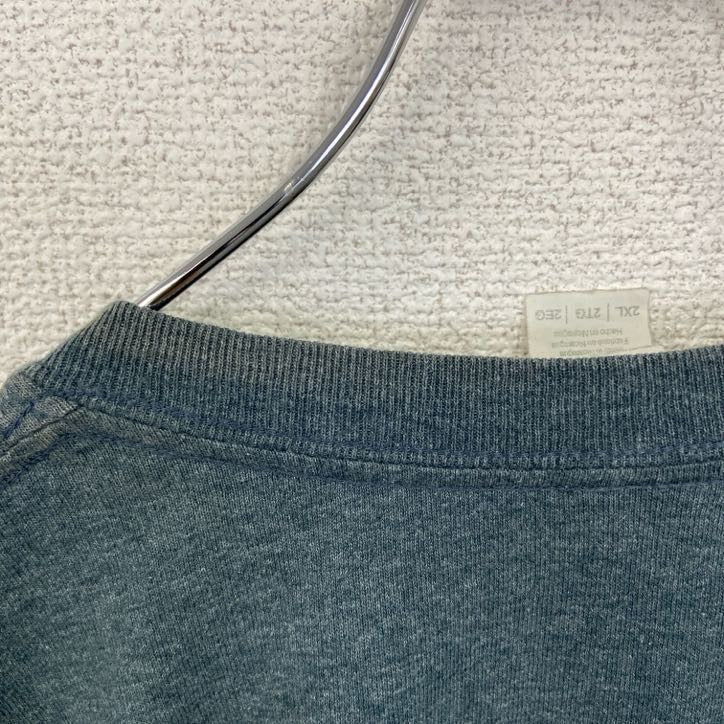 半袖プリントTシャツ　野球　ベースボール　クルーネック　レトロデザイン　灰色　グレー　2XLサイズ　古着