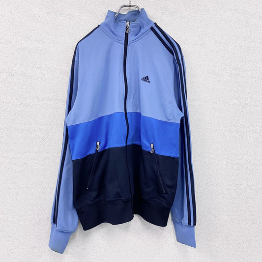 00s　adidas　アディダス　トラックジャケット/ジャージ　パフォーマンスロゴ　ヴィンテージ　水色　ライトブルー　Lサイズ