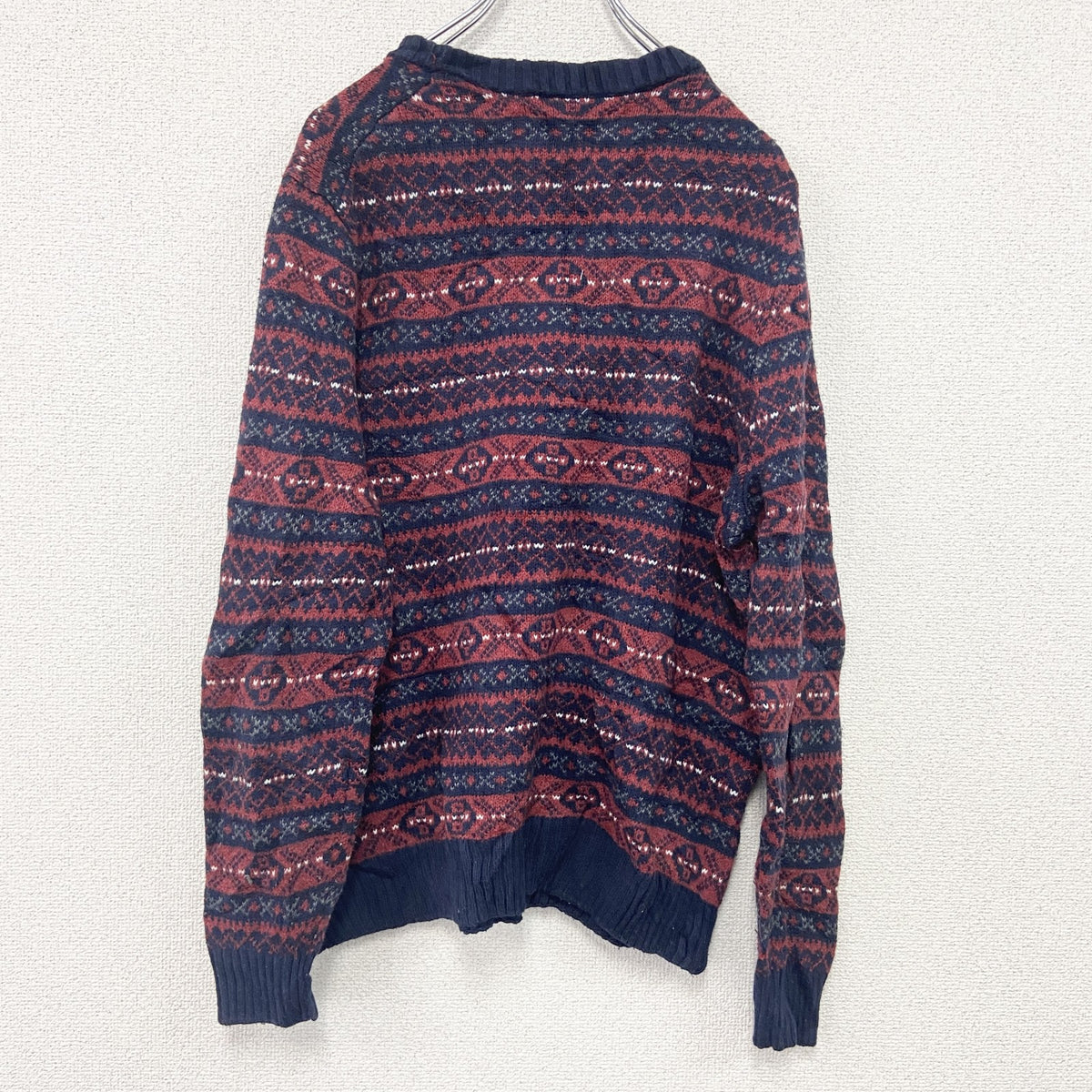 Croft&Barrow　コットンニットセーター　総柄　赤　レッド　Mサイズ　古着