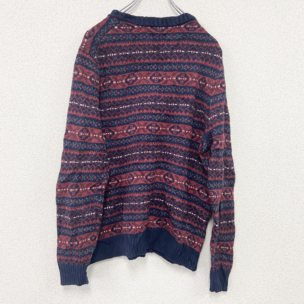 Croft&Barrow　コットンニットセーター　総柄　赤　レッド　Mサイズ　古着