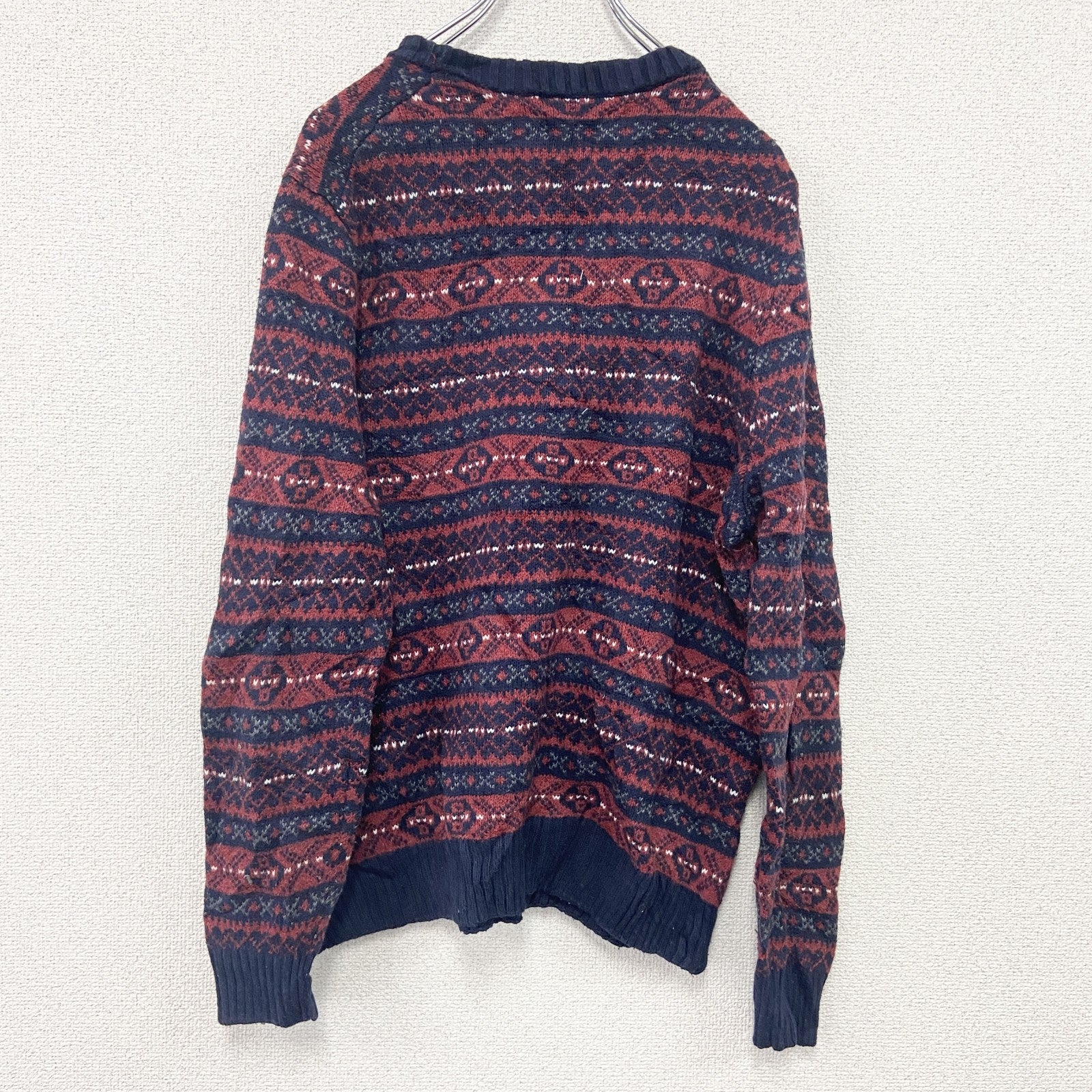 Croft&Barrow　コットンニットセーター　総柄　赤　レッド　Mサイズ　古着