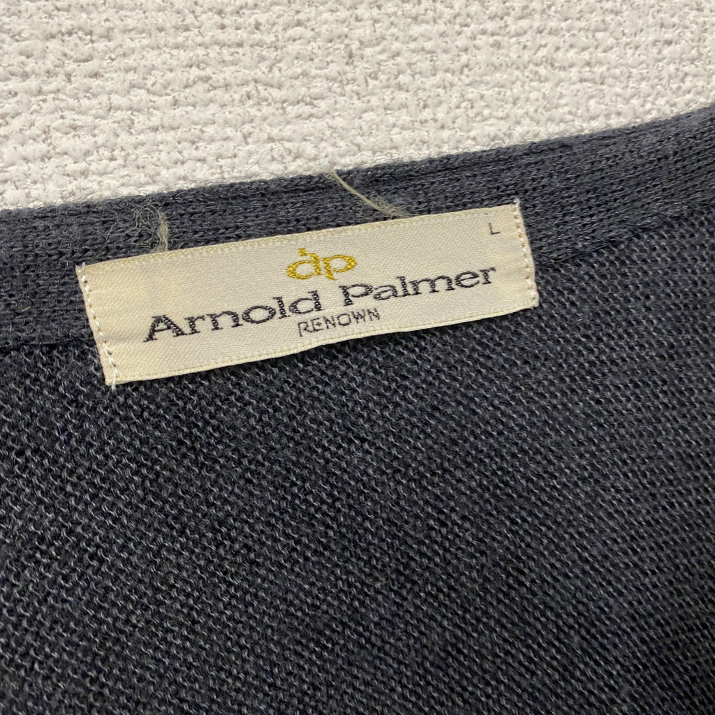 ～90s　Arnold Palmer　アーノルドパーマー　アクリルニットカーディガン　紺　ネイビー　Lサイズ　　ヴィンテージ　古着
