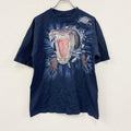 00s　半袖アニマルTシャツ　ワニ　両面プリント　ヴィンテージ　紺　ネイビー　古着