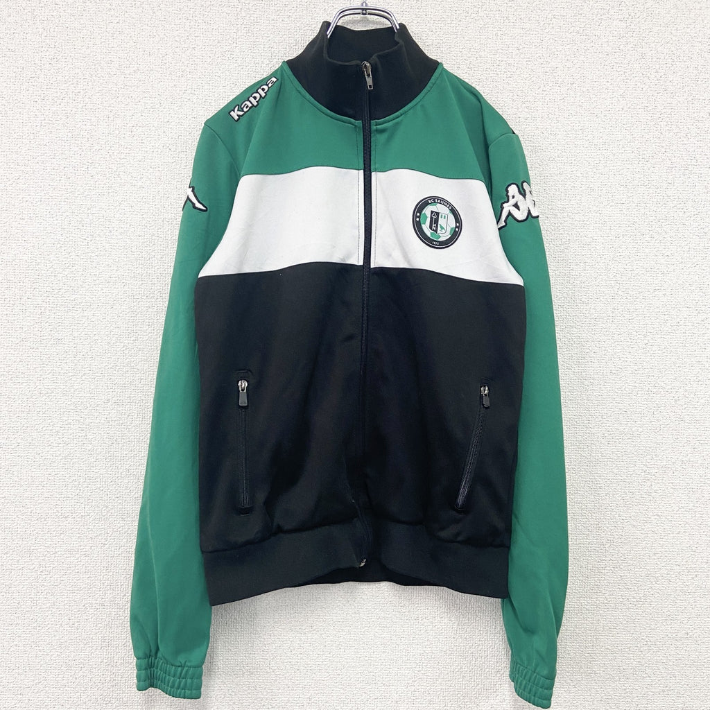 Kappa　カッパ　トラックジャケット/ジャージ　黒　ブラック　緑　グリーン　Sサイズ　古着