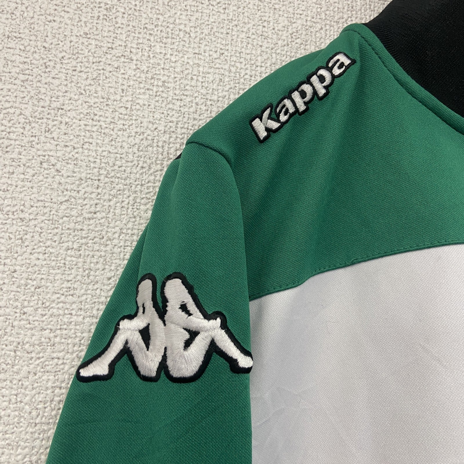 Kappa　カッパ　トラックジャケット/ジャージ　黒　ブラック　緑　グリーン　Sサイズ　古着
