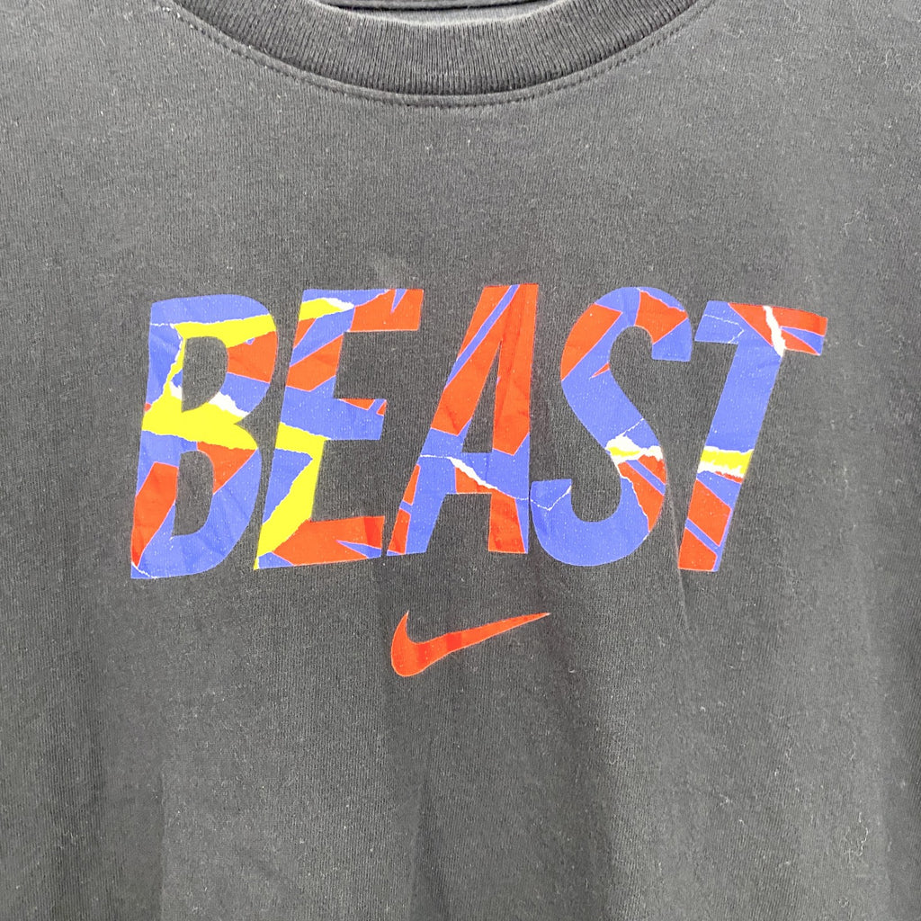 NIKE　ナイキ　半袖英語ロゴプリントＴシャツ　クルーネック　BEAST　黒　ブラック　XLサイズ　古着