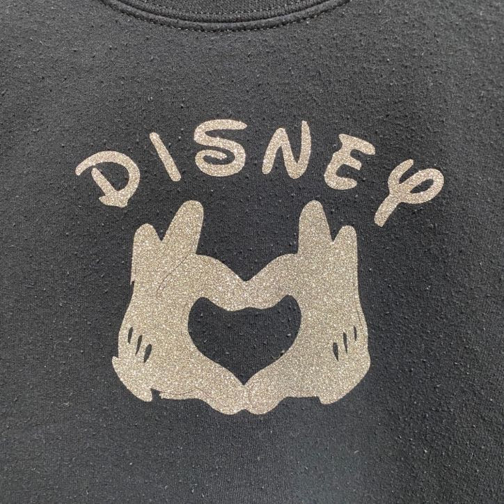 GILDAN ギルダン　DISNEY　ディズニー　長袖プリントスウェット　トレーナー　クルーネック　黒　ブラック　Sサイズ　古着