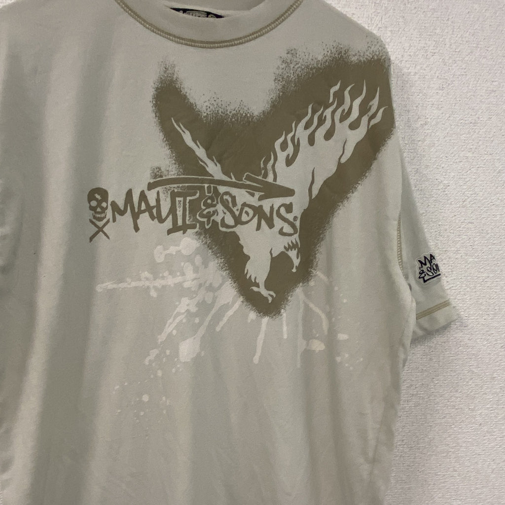Maui and Sons　マウイ アンド サンズ　半袖Tシャツ　スカル　骸骨　ベージュ　XLサイズ　古着