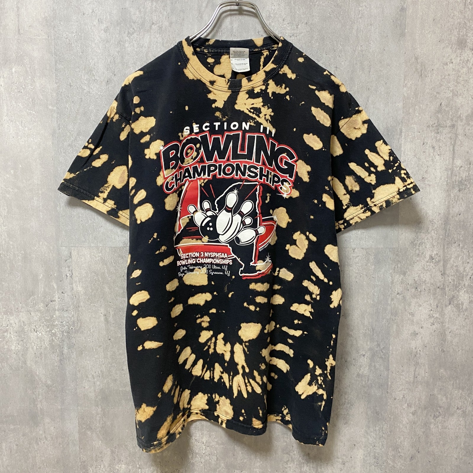 GILDAN　ギルダン　BOWLING　ボーリング　半袖プリントTシャツ　タイダイTシャツ　Mサイズ　古着